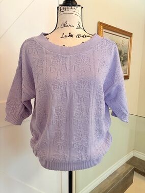 Vintage Lilac Bow Knit Sweater
